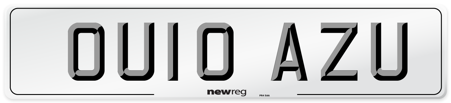 OU10 AZU Number Plate from New Reg